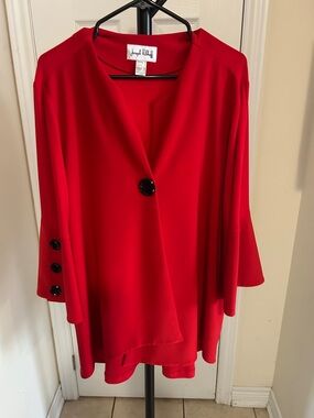 Joseph Ribkoff Bold Red Draped Button Jacket